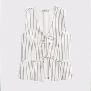 NWT Abercrombie & Fitch Cream Pinstripe Vest Size L